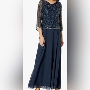 Elegant Blue Beaded Cocktail Dress